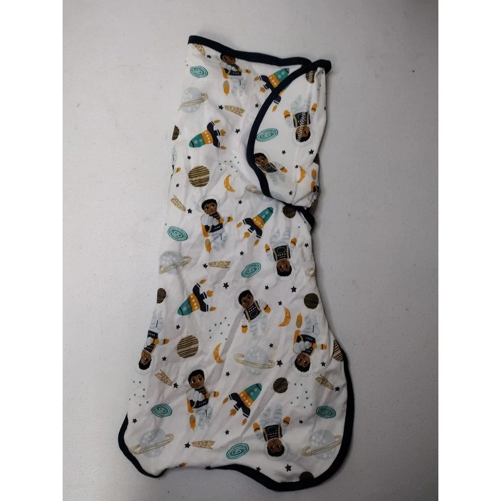 Little Muffincakes Astronaut Space Print Cotton Baby Swaddle Wrap White Navy